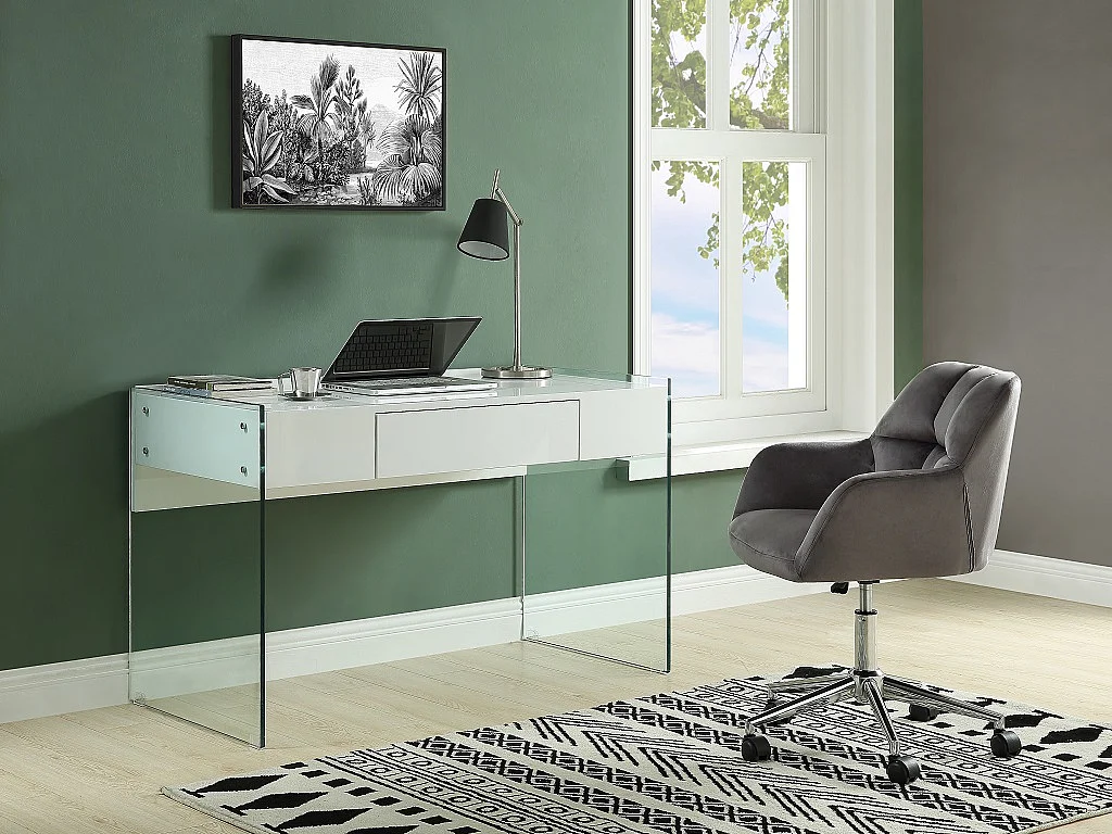Chaise de bureau  - Velours - Gris - Hauteur réglable - PEGA de Pascal Morabito
