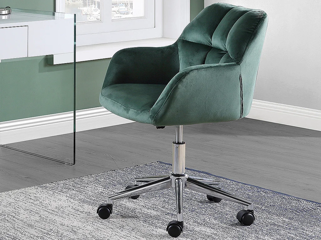 Bureaustoel PEGA - Fluweel - Groen - Verstelbare hoogte