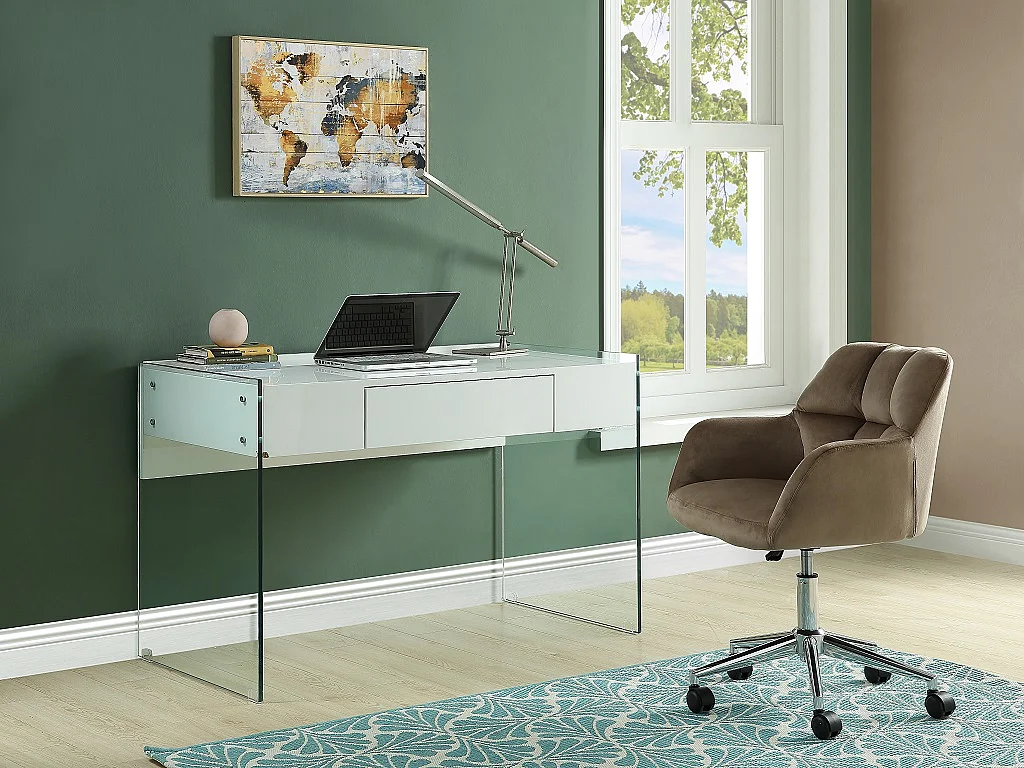 Chaise de bureau - Velours - Beige - Hauteur réglable - PEGA de Pascal Morabito