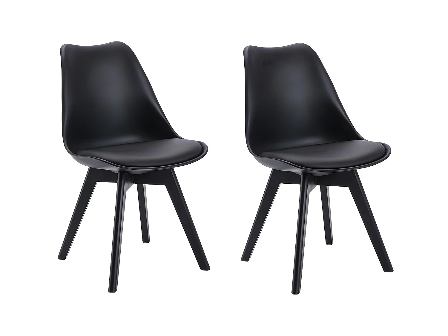 Lot de 2 chaises JODY - Polypropylène et Hêtre - Noir et pieds noir