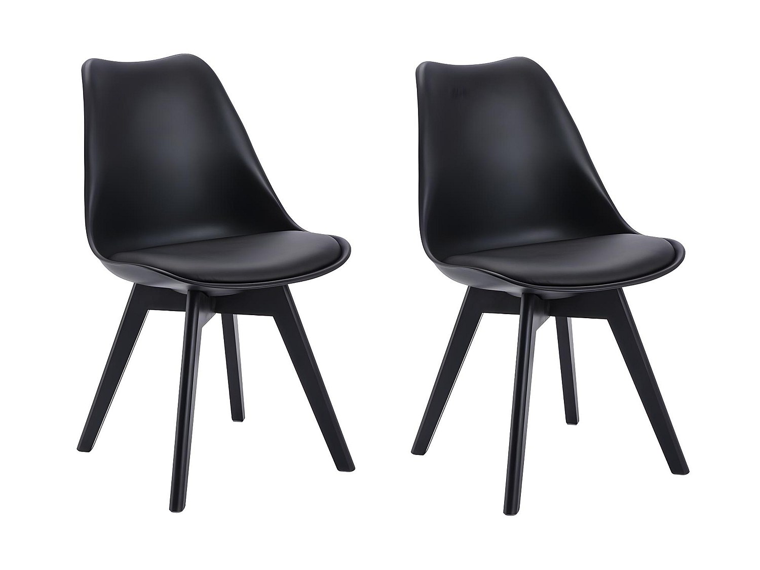 Vente-unique Stuhl 2er-Set - Polypropylen - Schwarz Mit Schwarzen Füßen - Jody