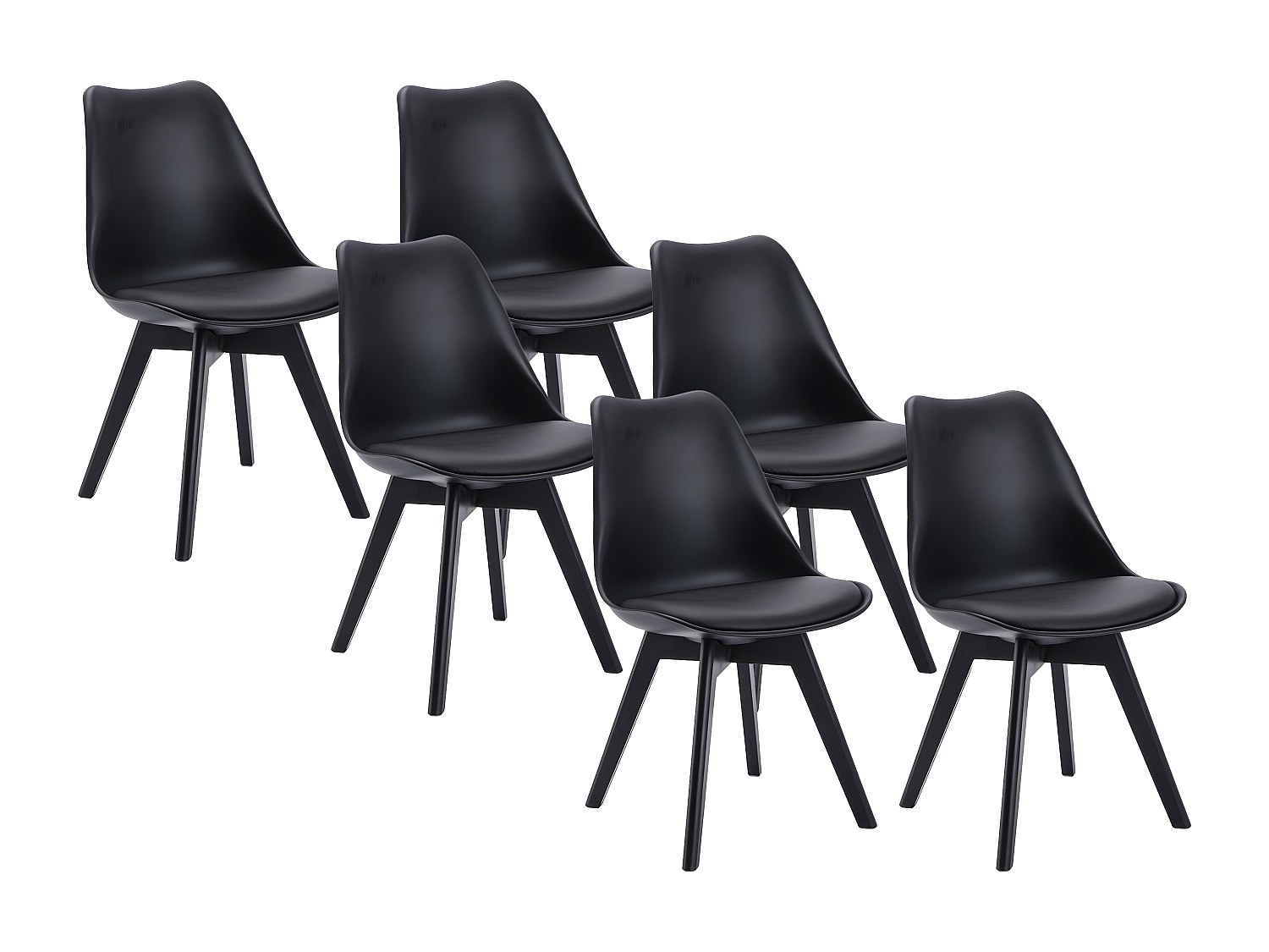 Vente-unique Stuhl 6er-Set - Polypropylen - Schwarz Mit Schwarzen Füßen - Jody