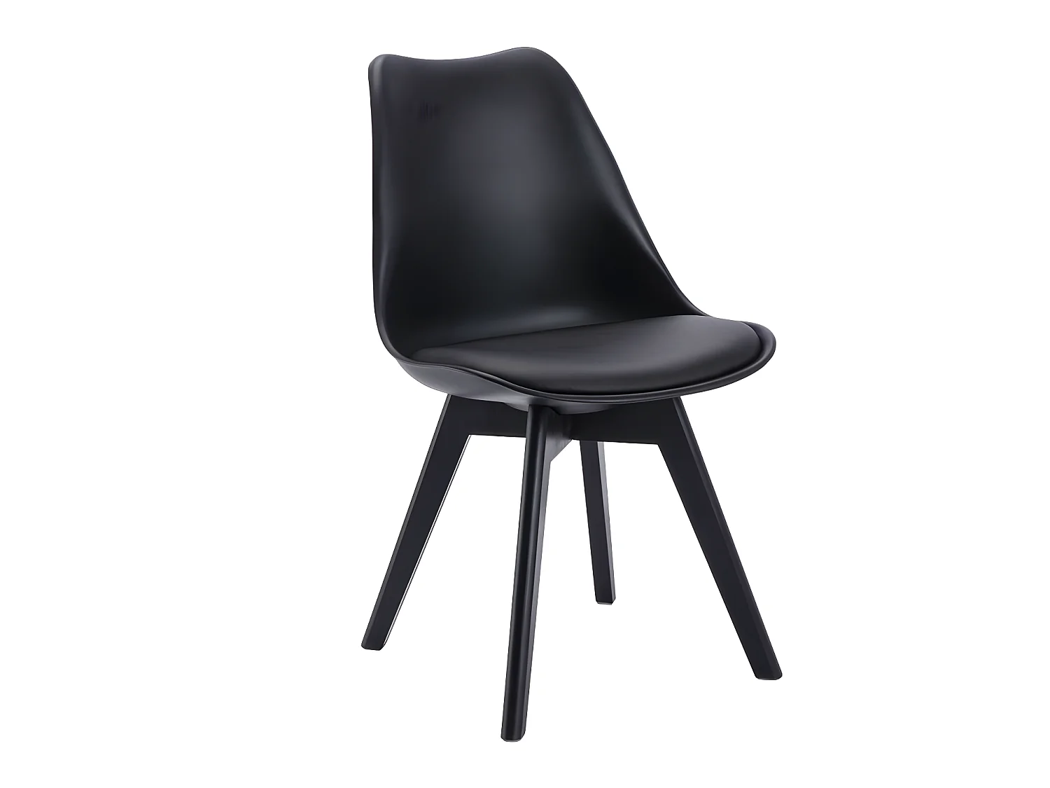 Lot de 6 chaises JODY - Polypropylène et Hêtre - Noir et pieds noir