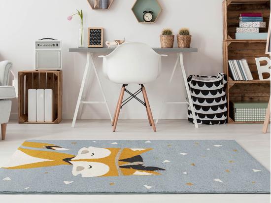 vente unique Tapis enfant motif renard - 100 x 150 cm - multicolore - JUNIO