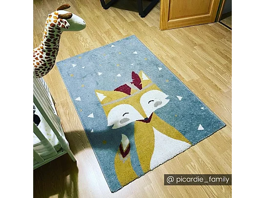 Tapis enfant motif renard - 100 x 150 cm - multicolore - JUNIO