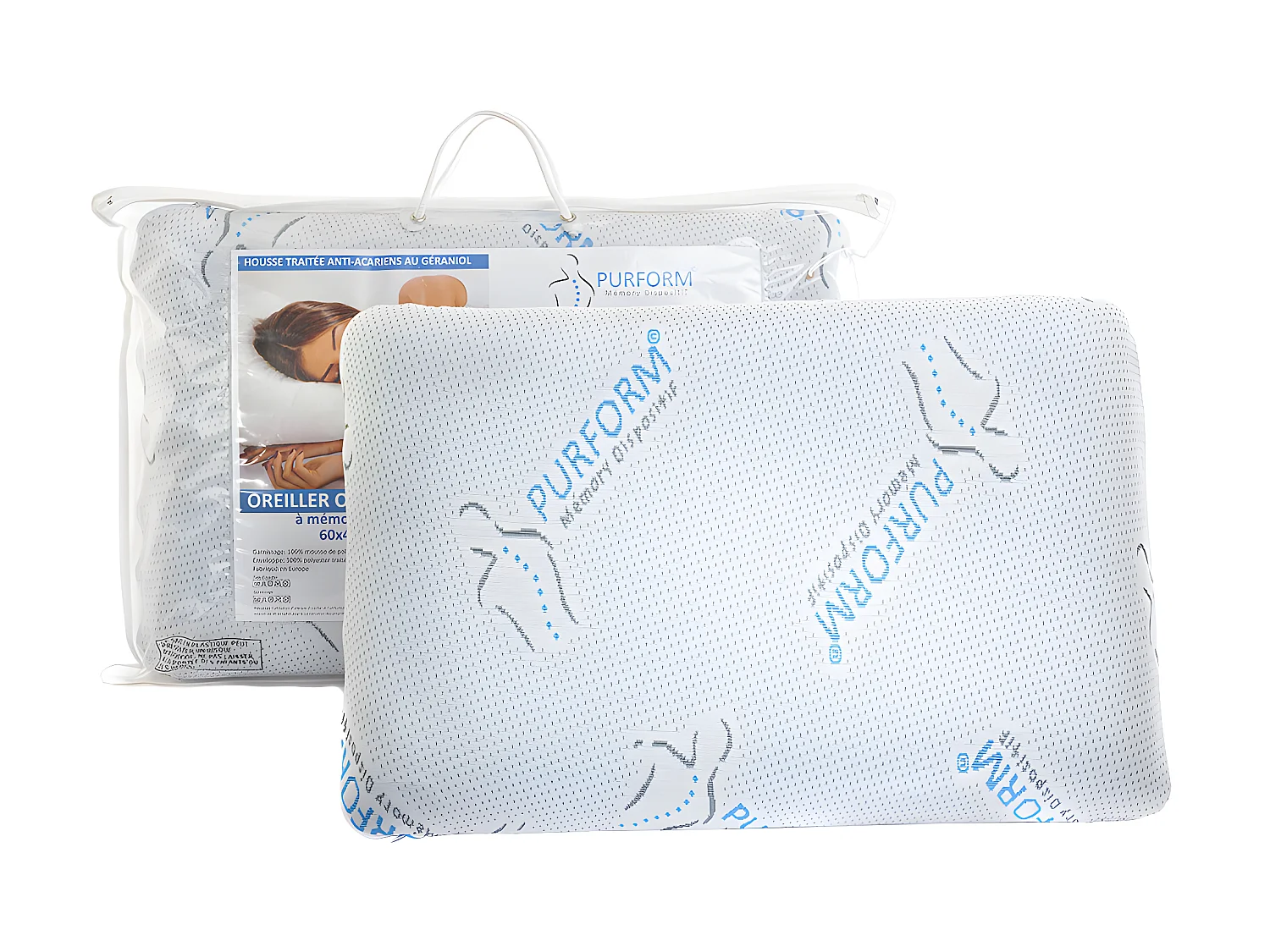 Hoofdkussen SIRONA met vormgeheugen van JEAN LOUIS SHERRER - 60 x 40 cm - Anti-huisstofmijt