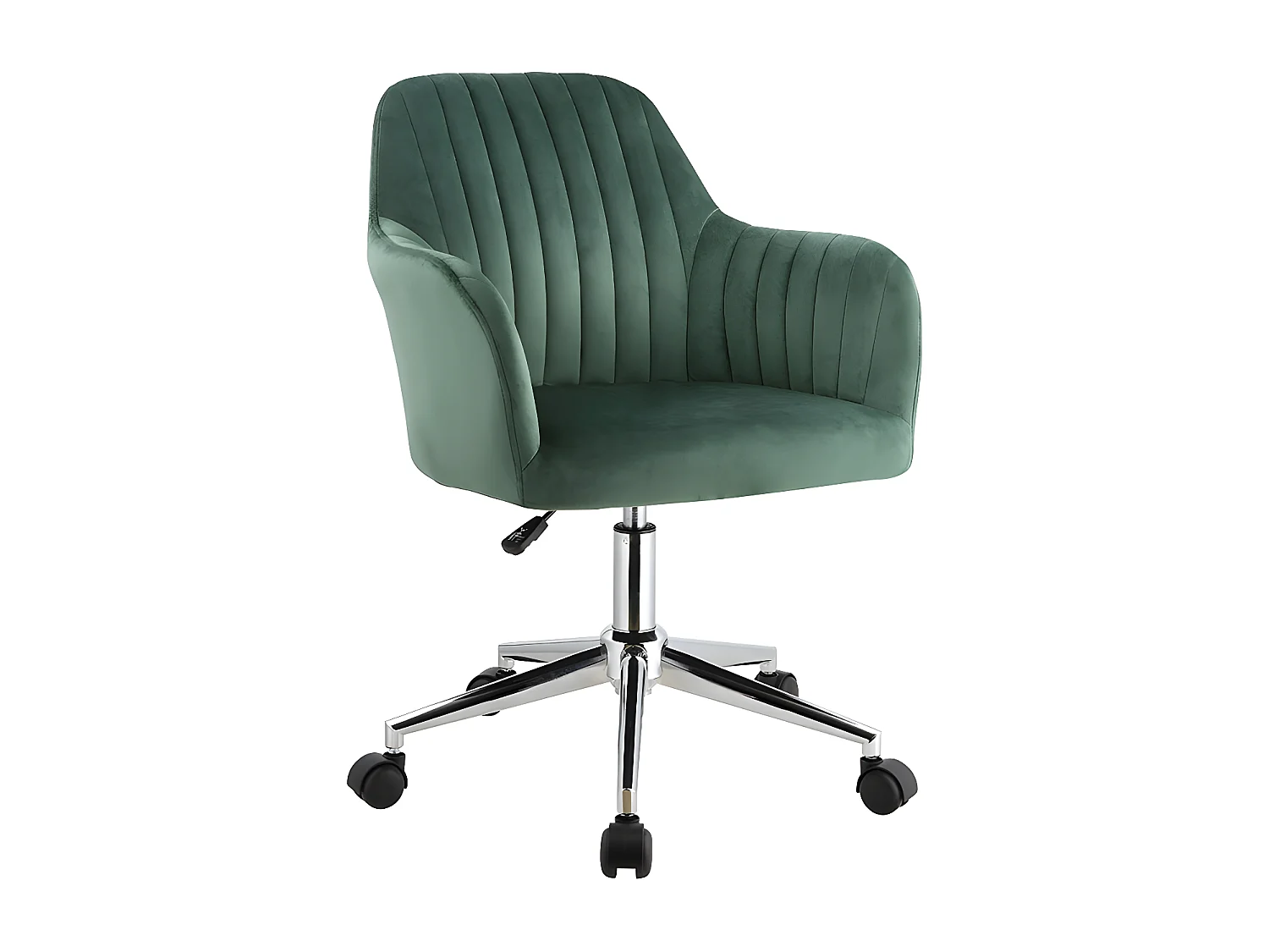 Chaise de bureau - Velours - Vert et argenté - Hauteur réglable - ELEANA