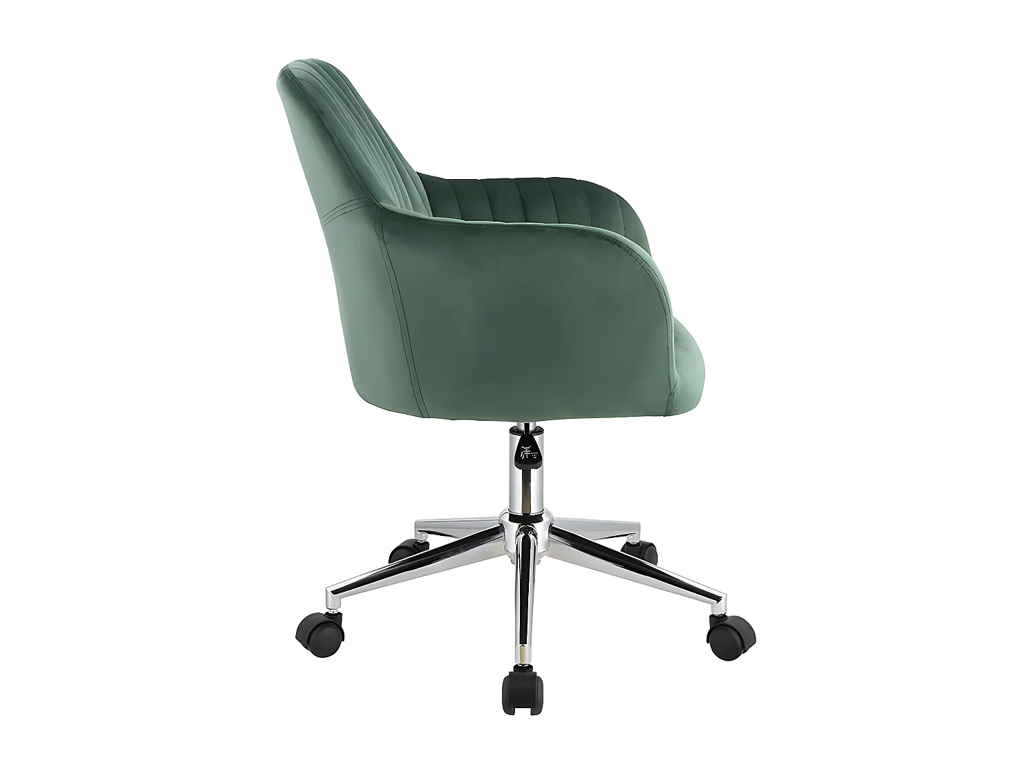 Chaise de bureau - Velours - Vert et argenté - Hauteur réglable - ELEANA