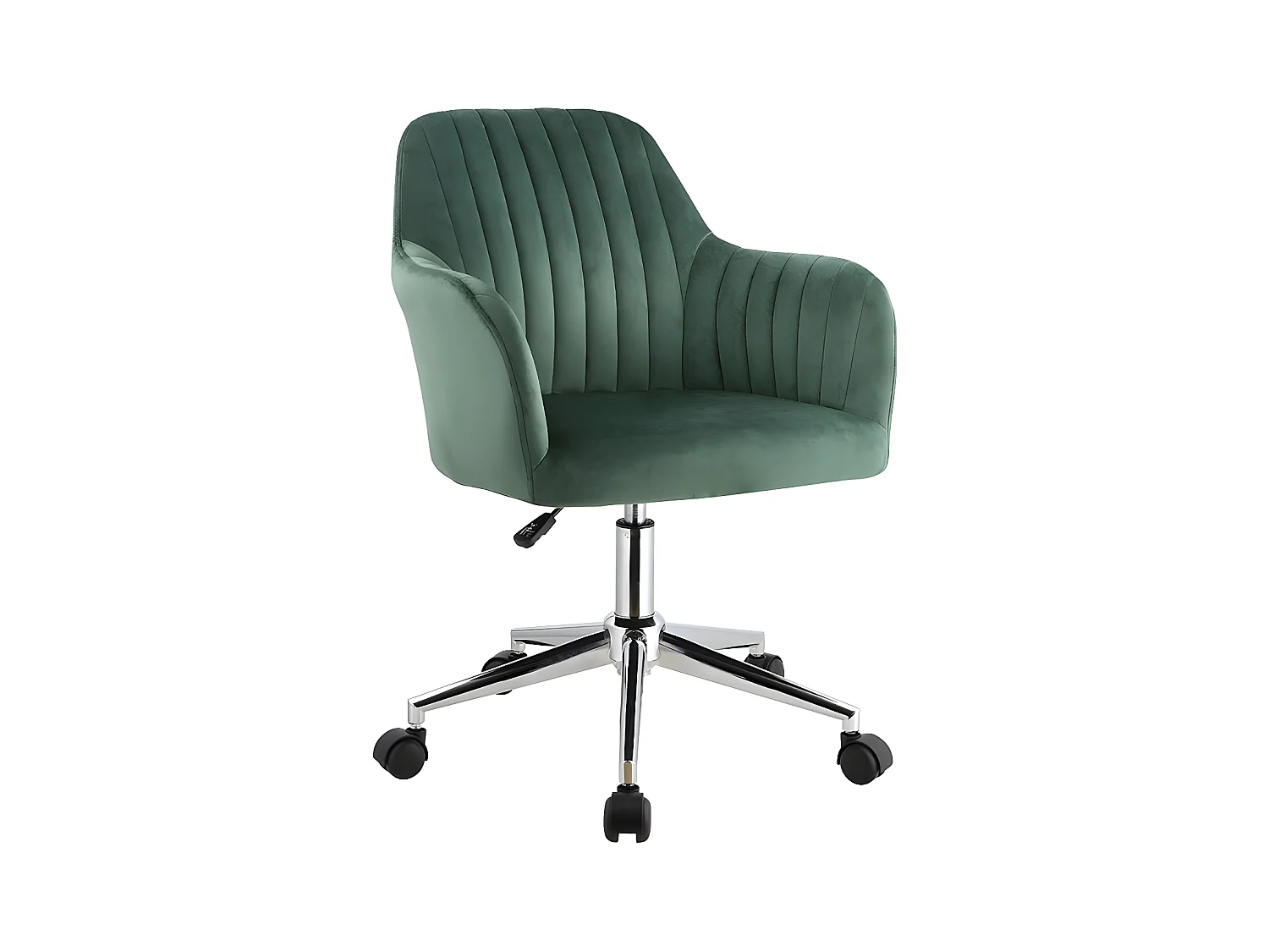 Chaise de bureau - Velours - Vert et argenté - Hauteur réglable - ELEANA