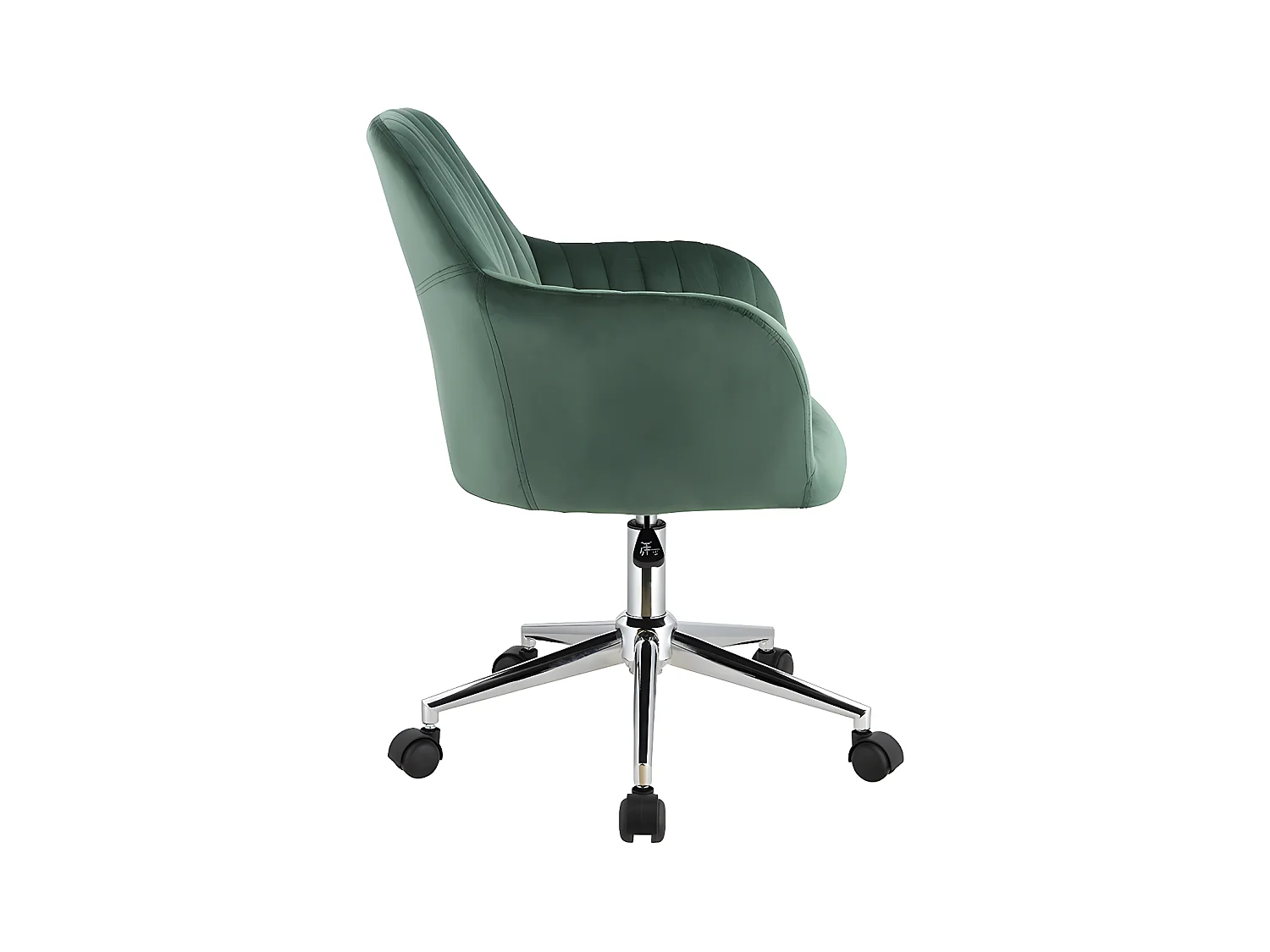 Chaise de bureau - Velours - Vert et argenté - Hauteur réglable - ELEANA