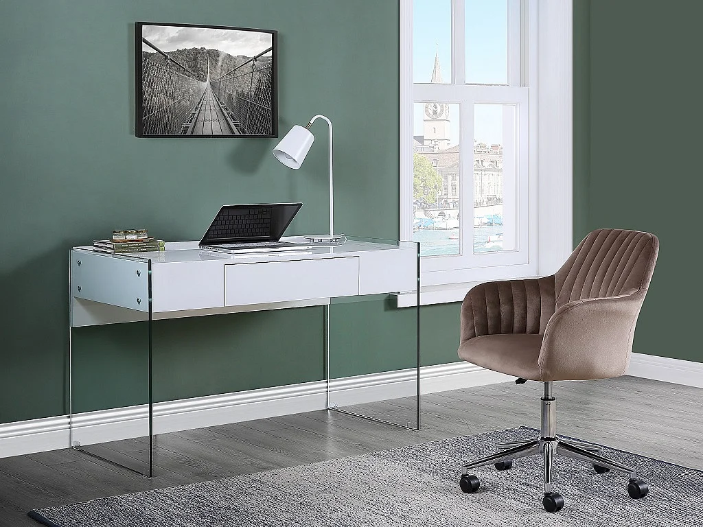 Sedia da ufficio Altezza regolabile in Velluto Beige - ELEANA