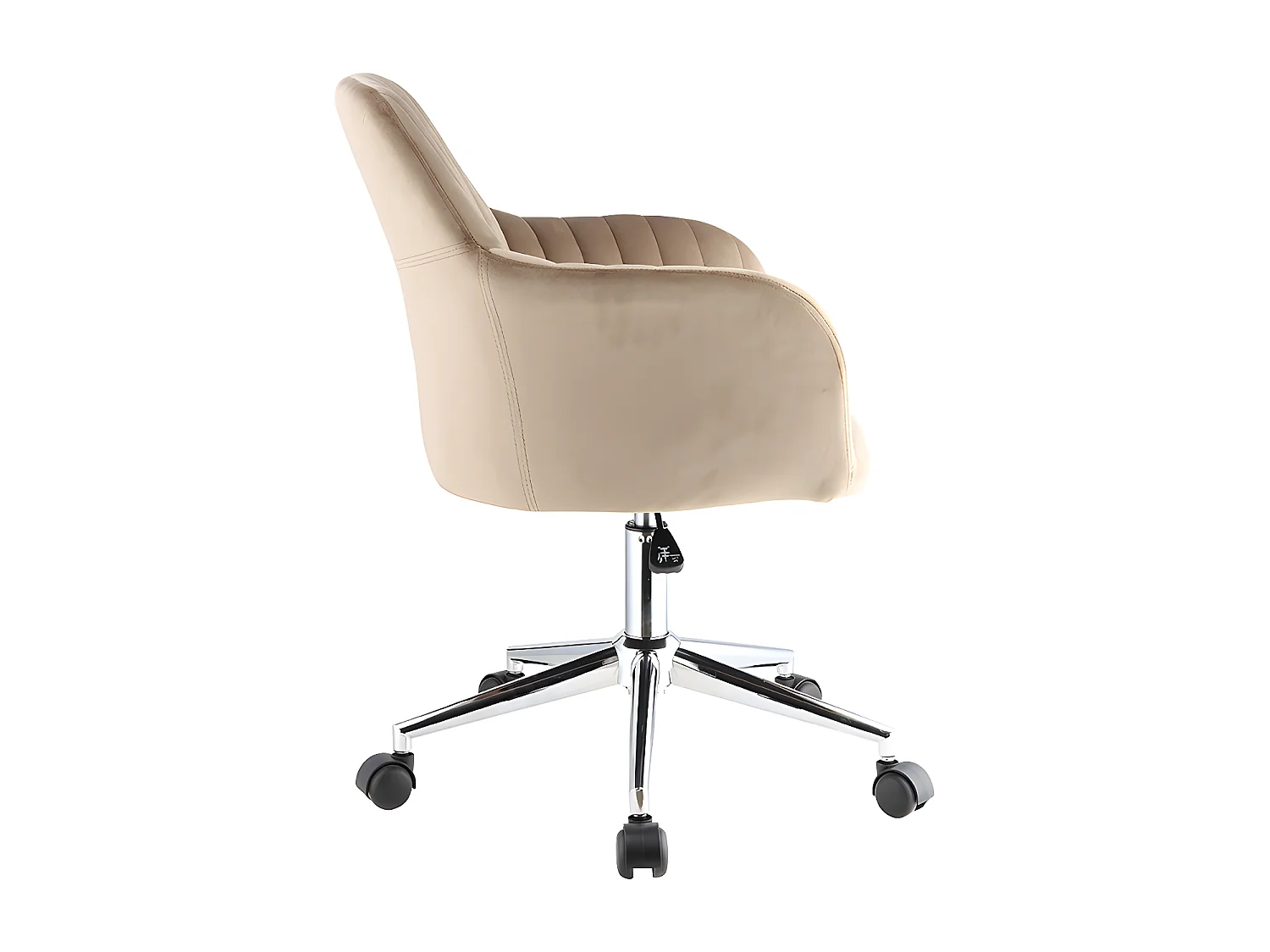 Kontorsstol - Sammet - Beige och silver - Justerbar höjd - ELEANA