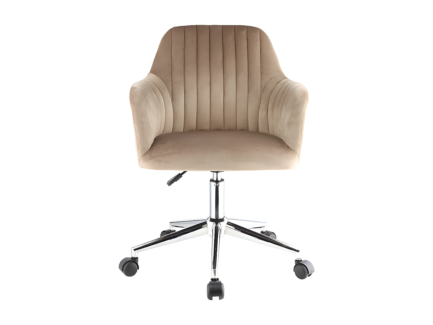 Kontorsstol - Sammet - Beige och silver - Justerbar höjd - ELEANA