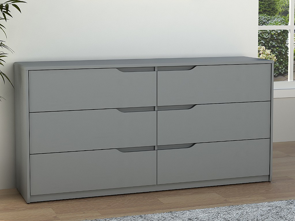 Kommode LUCILE II - 6 Schubladen - Holz (MDF) - Grau