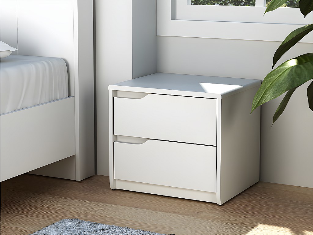 Nachttisch LUCILE II - 2 Schubladen - Holz (MDF) - Weiß