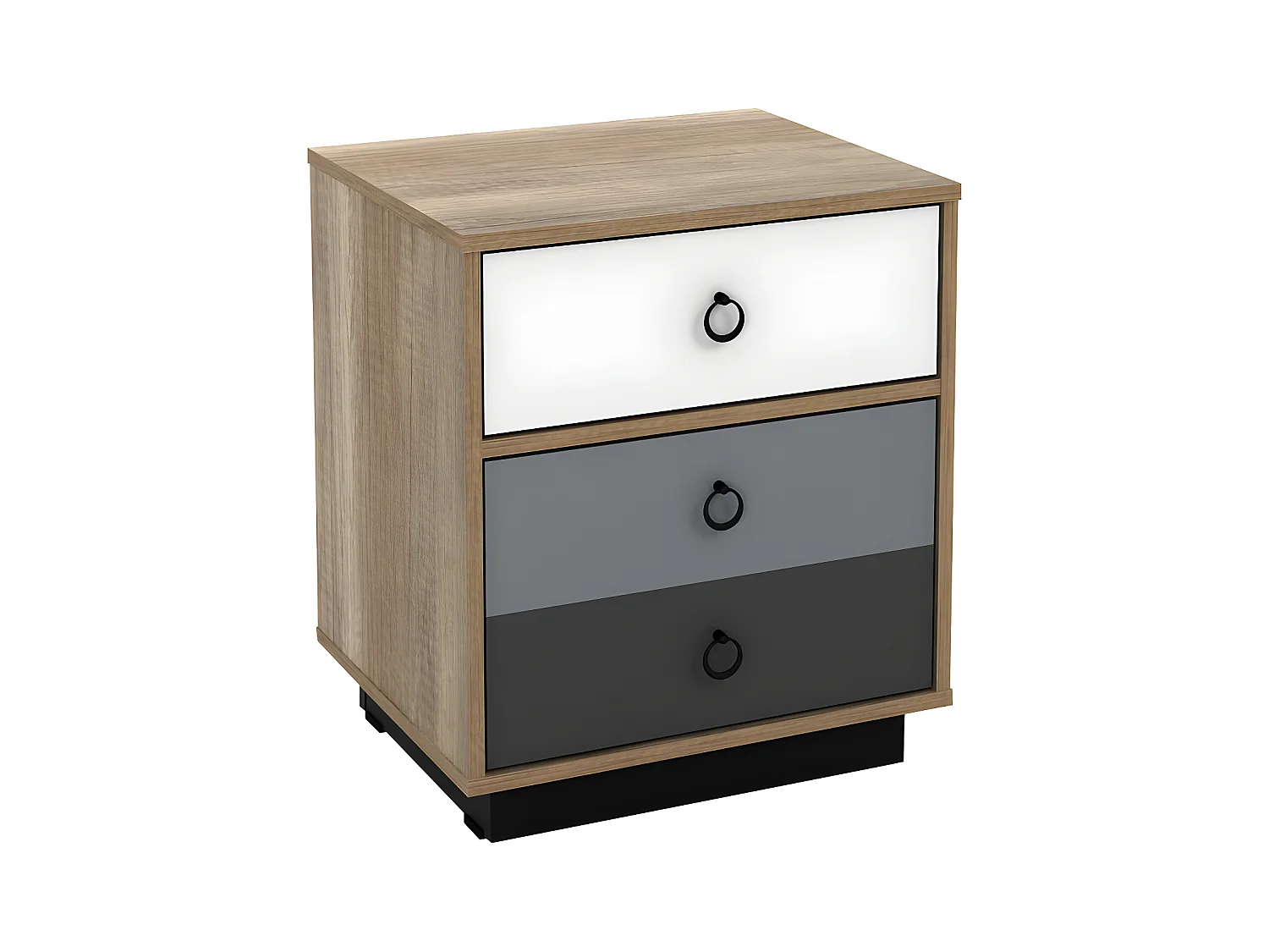 Mesa de noche 1 cajón y 1 puerta - Color: natural, blanco y gris - KRYPTON