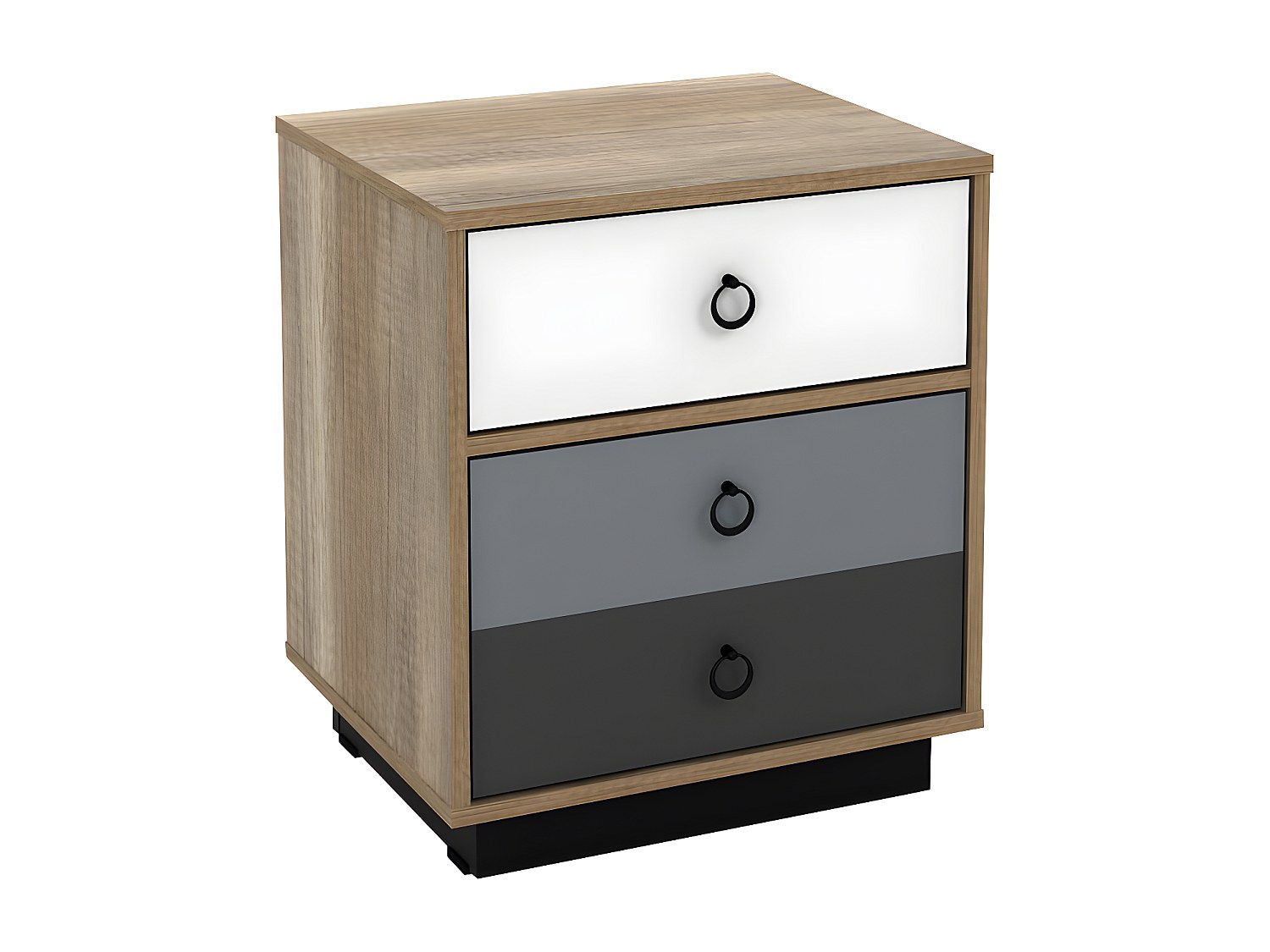 Nachttisch mit 1 Tür & 1 Schublade - Holzfarben, Weiß & Grau - KRYPTON günstig online kaufen