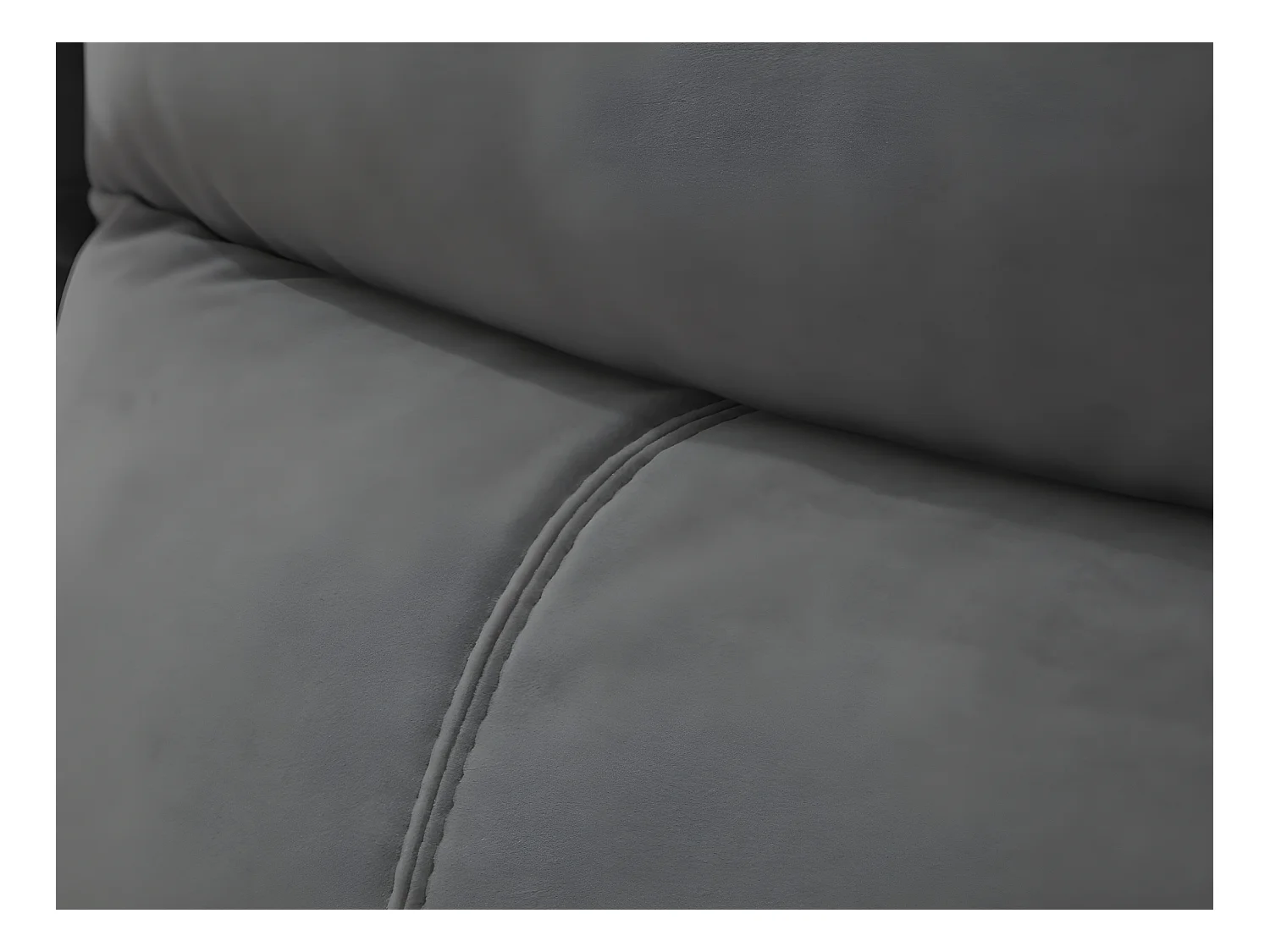 Sofás 3+2 places relax eléctrico de terciopelo METTI - Gris y bandas crudo