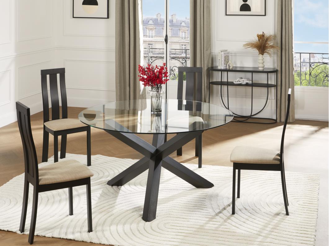 Lot de 4 chaises DOMINGO - Hêtre massif wengé