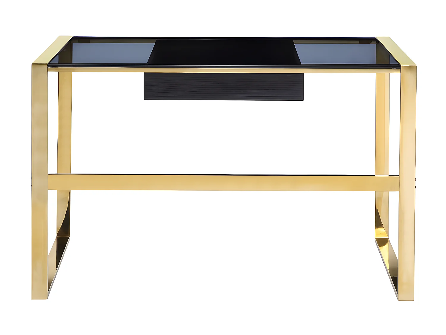 Bureau SALI - 1 lade - Gehard glas en staal - Zwart en goudkleurig - van Pascal Morabito