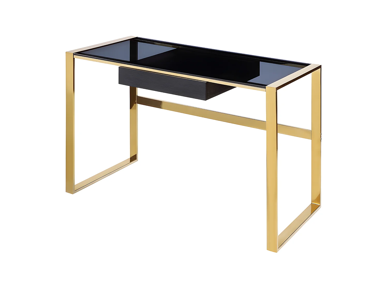 Bureau SALI - 1 lade - Gehard glas en staal - Zwart en goudkleurig - van Pascal Morabito