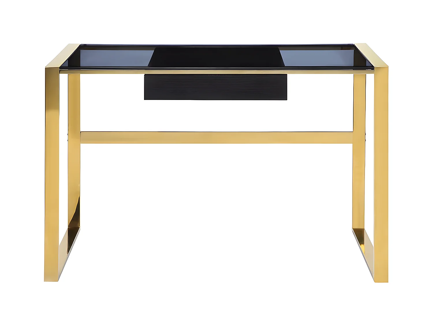 Bureau SALI - 1 lade - Gehard glas en staal - Zwart en goudkleurig - van Pascal Morabito