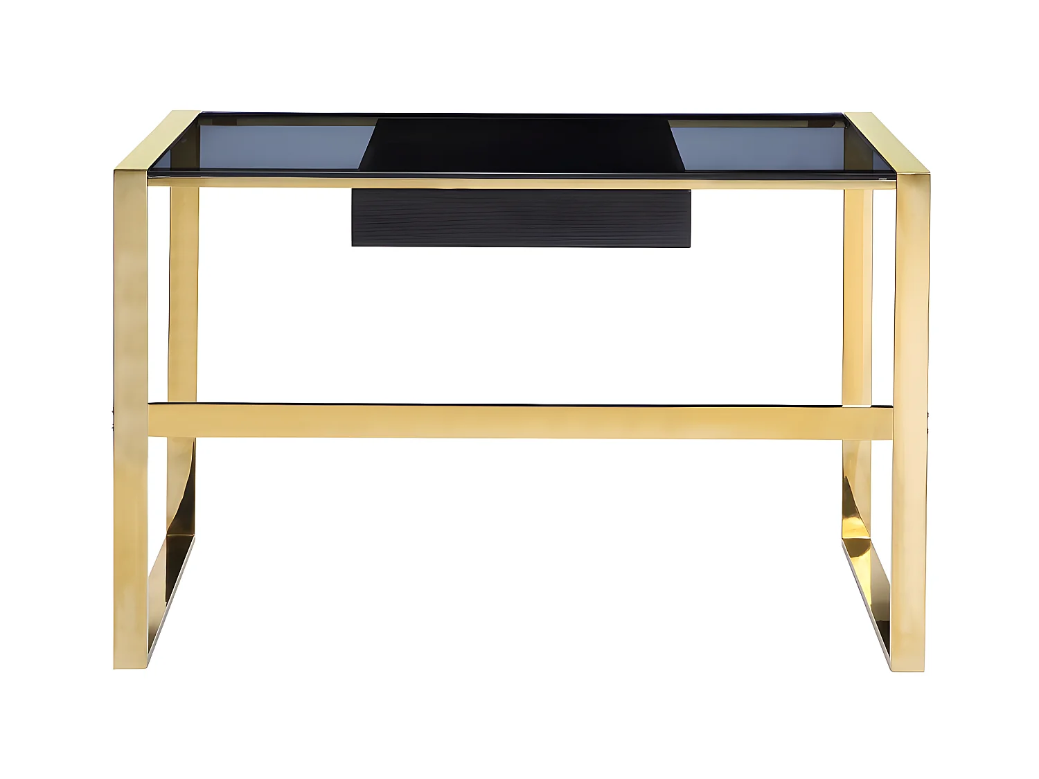 Bureau SALI - 1 lade - Gehard glas en staal - Zwart en goudkleurig - van Pascal Morabito