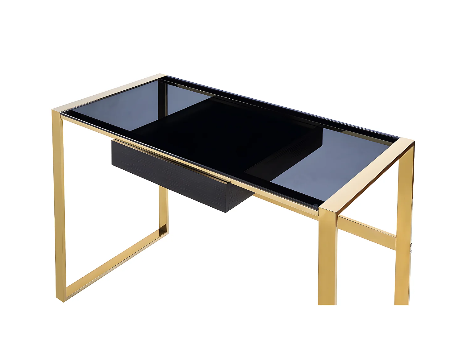 Bureau SALI - 1 lade - Gehard glas en staal - Zwart en goudkleurig - van Pascal Morabito