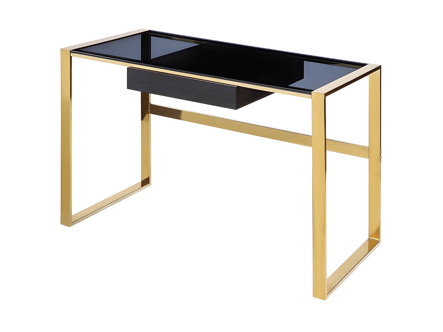 Bureau  avec 1 tiroir - Verre trempé et acier - Noir et doré - SALI de Pascal Morabito