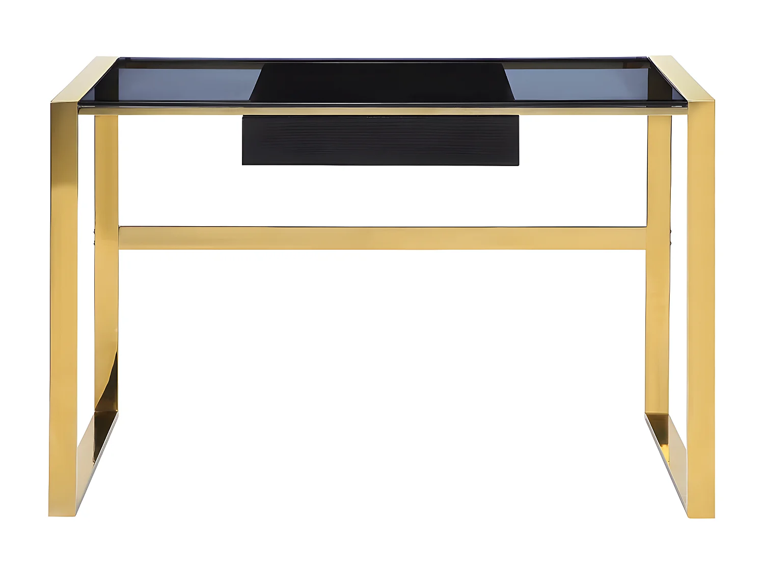 Bureau  avec 1 tiroir - Verre trempé et acier - Noir et doré - SALI de Pascal Morabito