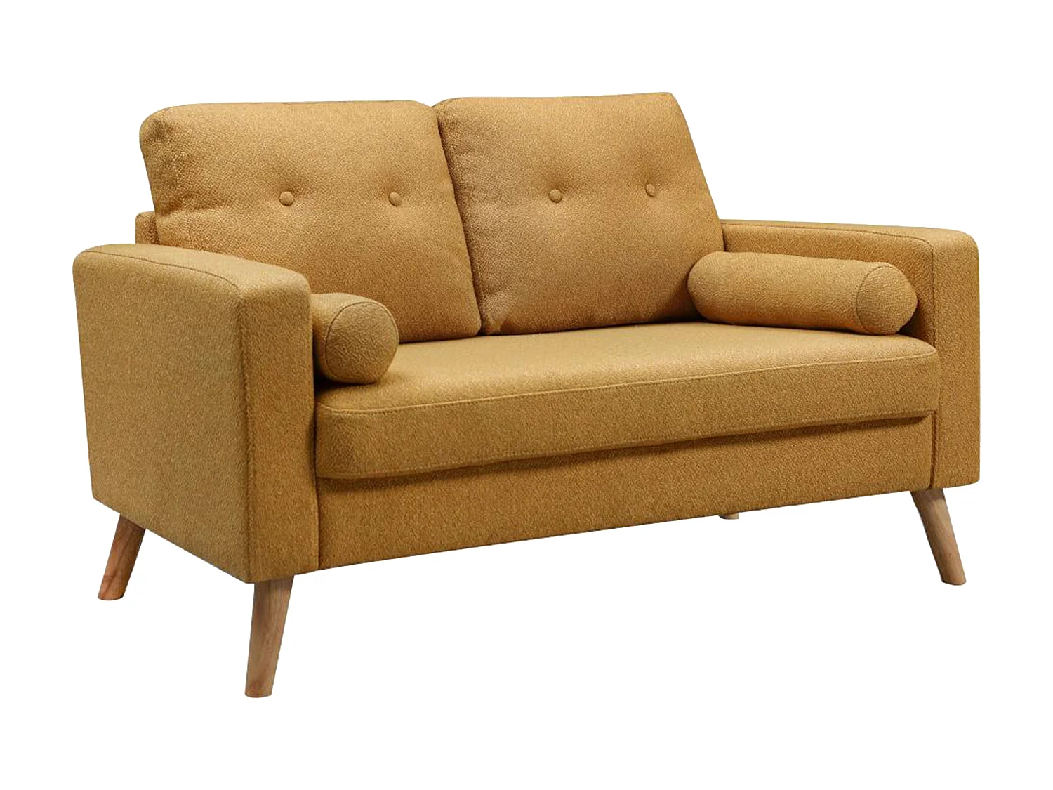 Canapé 2 places en tissu effet lainage à bouclettes TATUM - Jaune