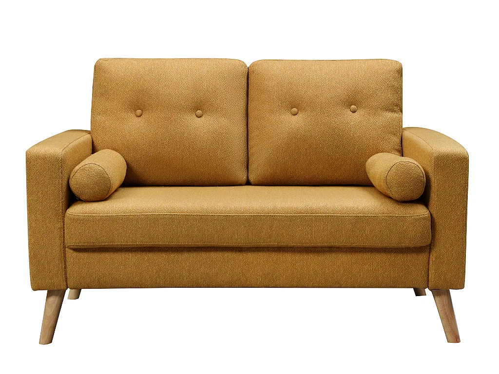 2-zitsbank van stof met woleffect TATUM - Geel