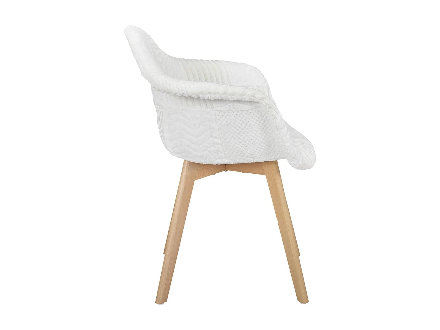 ROHAN - Lot de 4 Fauteuils Imitation Laine Motif Patchwork Blanc