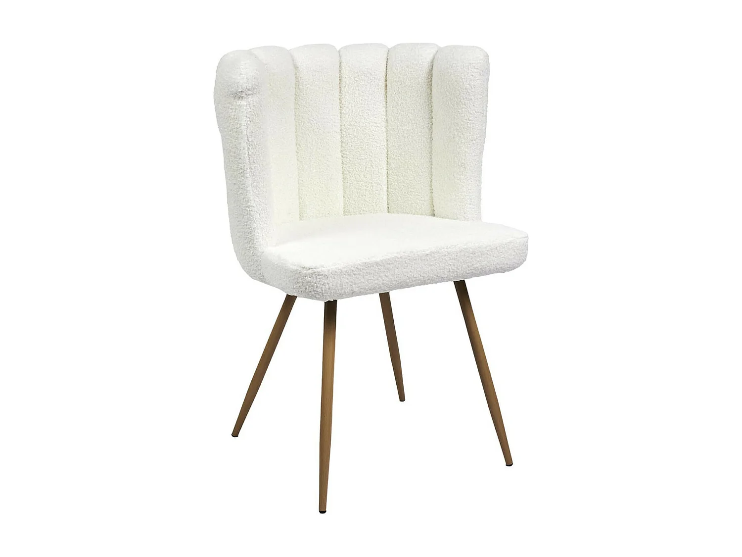 FJARD - Lot de 4 Fauteuils Blanc Tissu Bouclettes