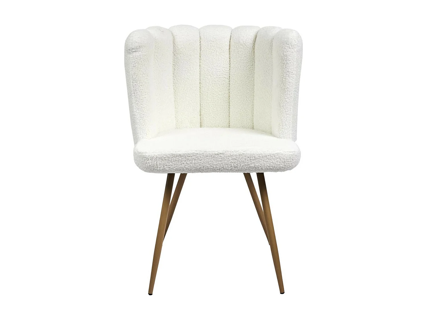 FJARD - Lot de 4 Fauteuils Blanc Tissu Bouclettes