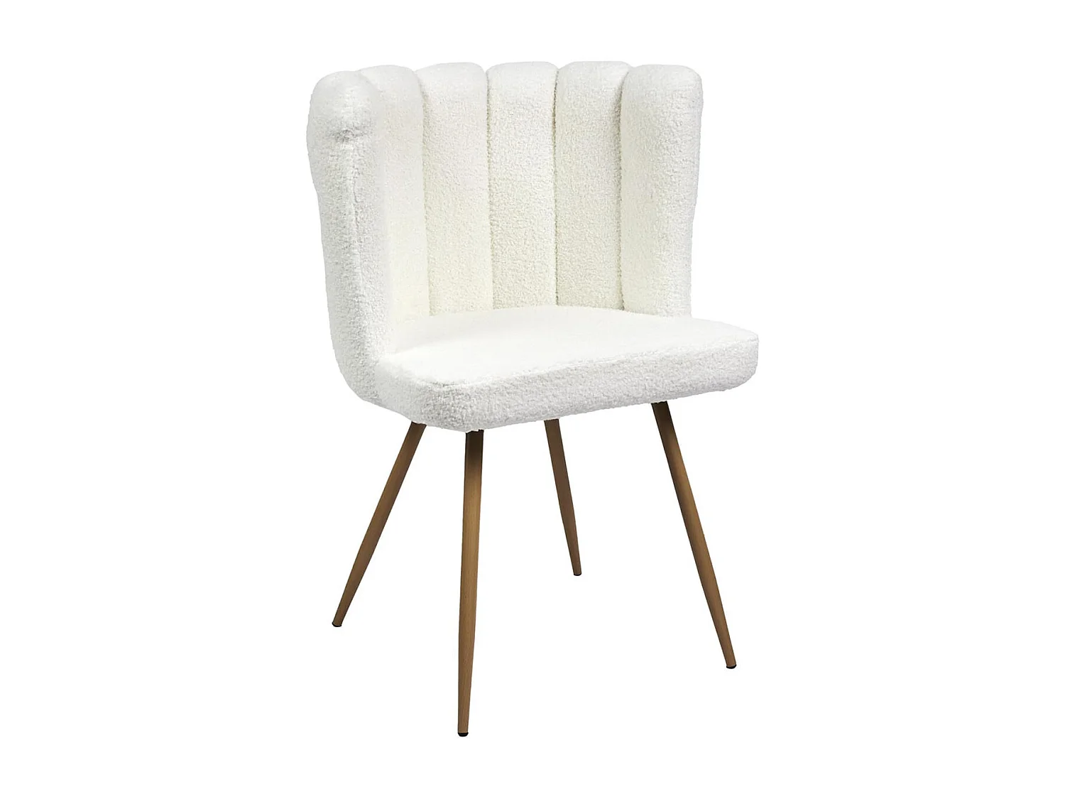 FJARD - Lot de 6 Fauteuils Blanc Tissu Bouclettes