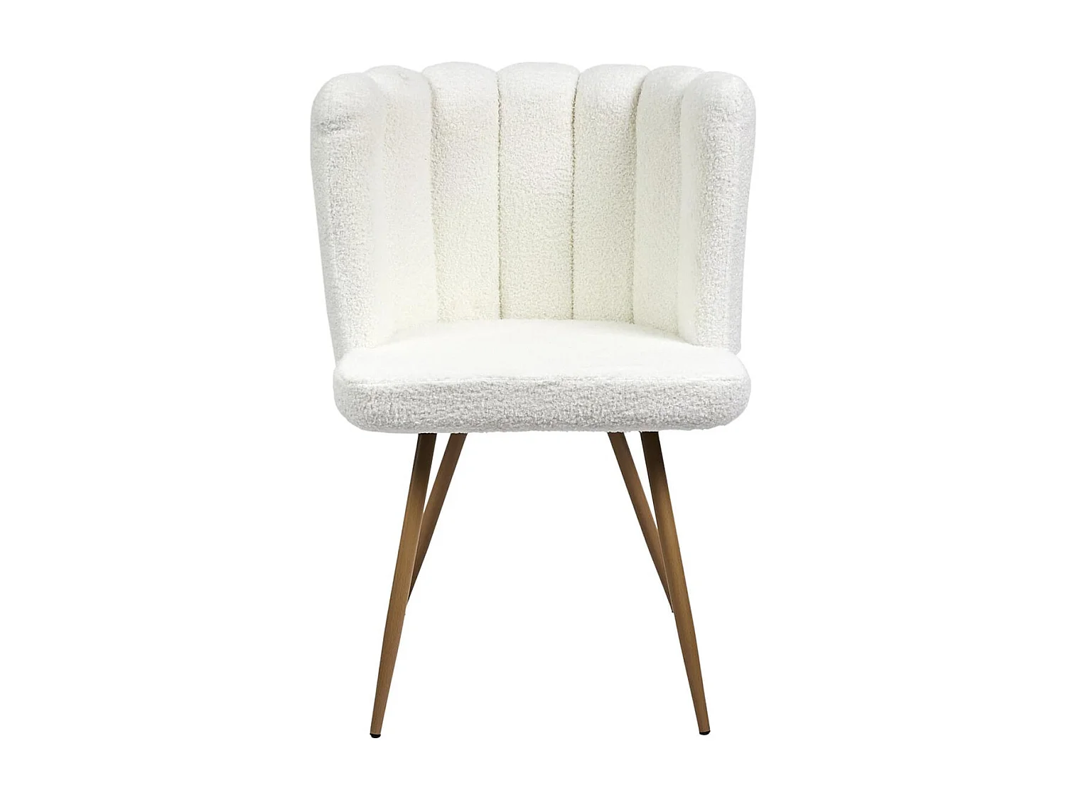 FJARD - Lot de 6 Fauteuils Blanc Tissu Bouclettes
