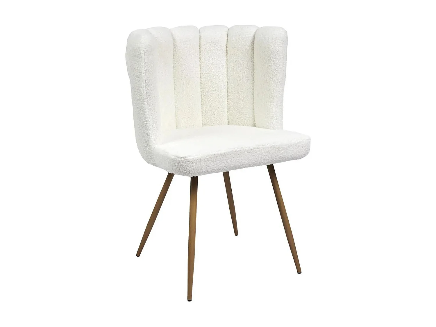 FJARD - Lot de 6 Fauteuils Blanc Tissu Bouclettes