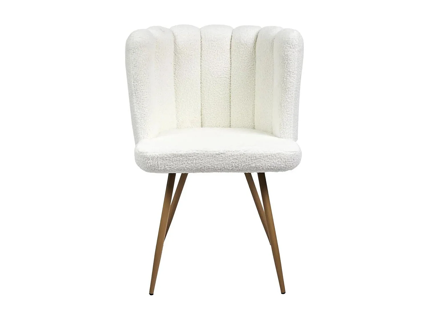 FJARD - Lot de 6 Fauteuils Blanc Tissu Bouclettes