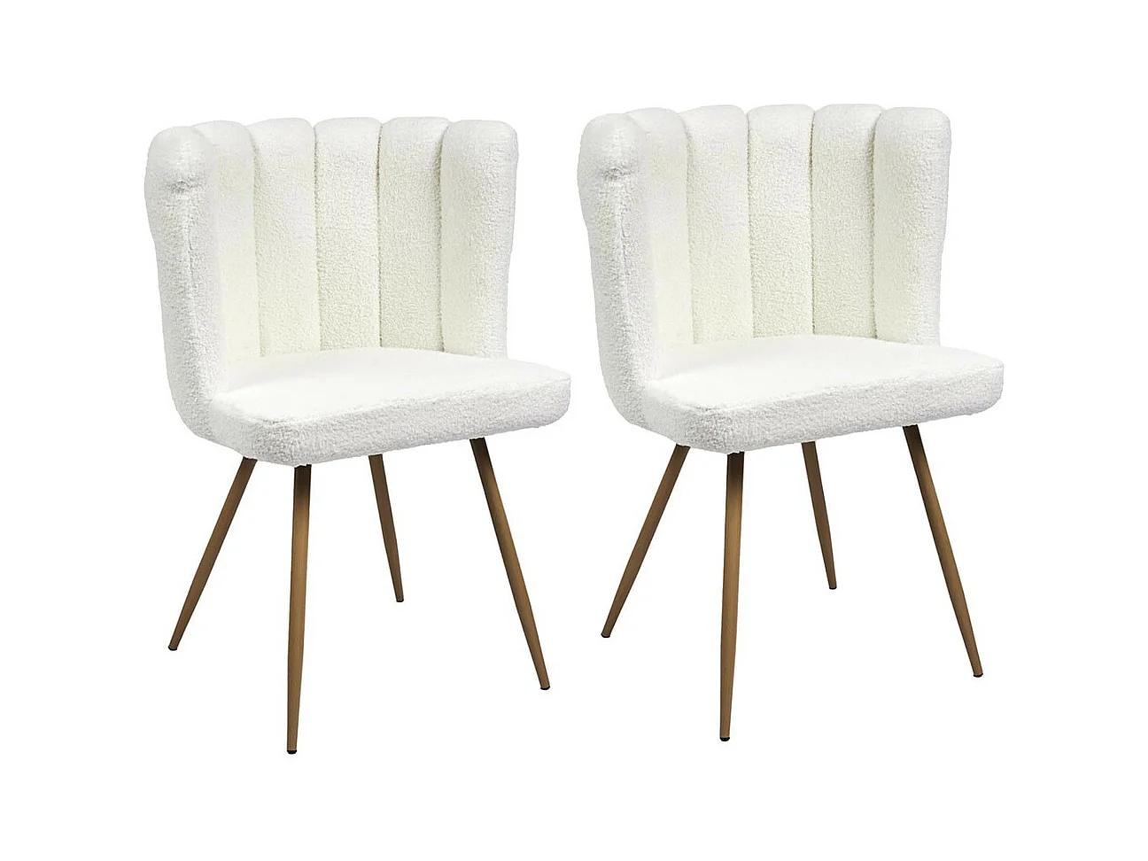 FJARD - Lot de 2 Fauteuils Blanc Tissu Bouclettes