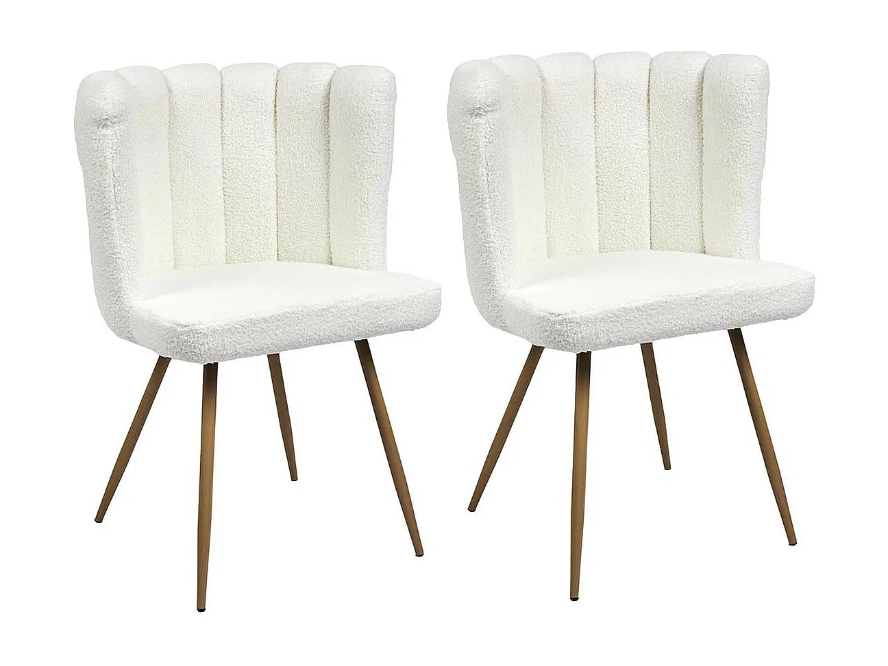 FJARD - Lot de 2 Fauteuils Blanc Tissu Bouclettes