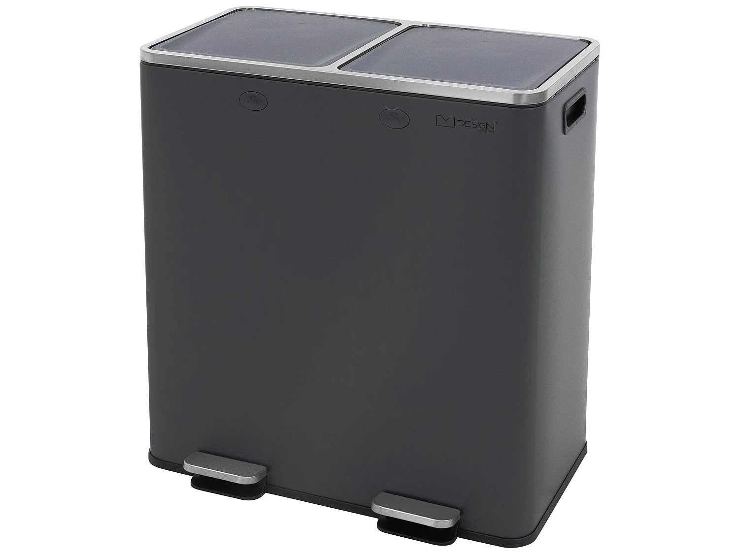Poubelle cuisine à pédale tri des déchets 2 compartiments 2x30L anthracite 60L