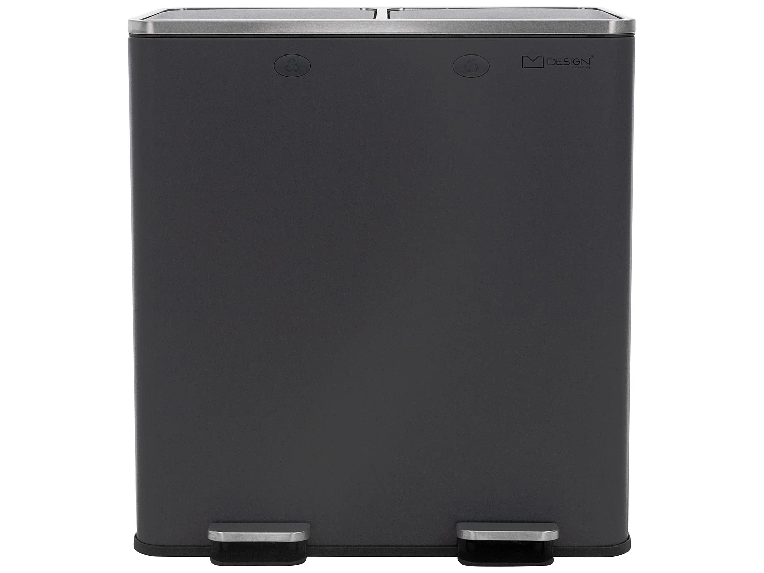 Poubelle cuisine à pédale tri des déchets 2 compartiments 2x30L anthracite 60L