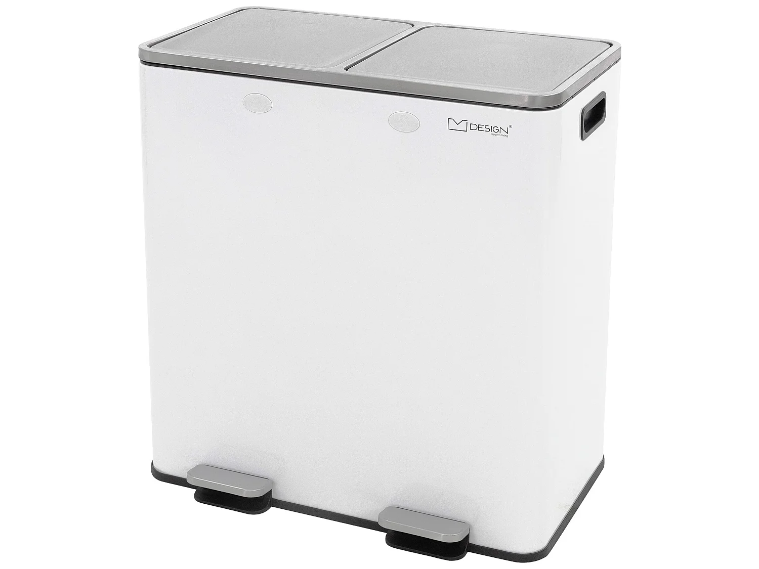 Poubelle double cuisine à pédale tri des déchets 2 compartiments 2x30L blanc 60L