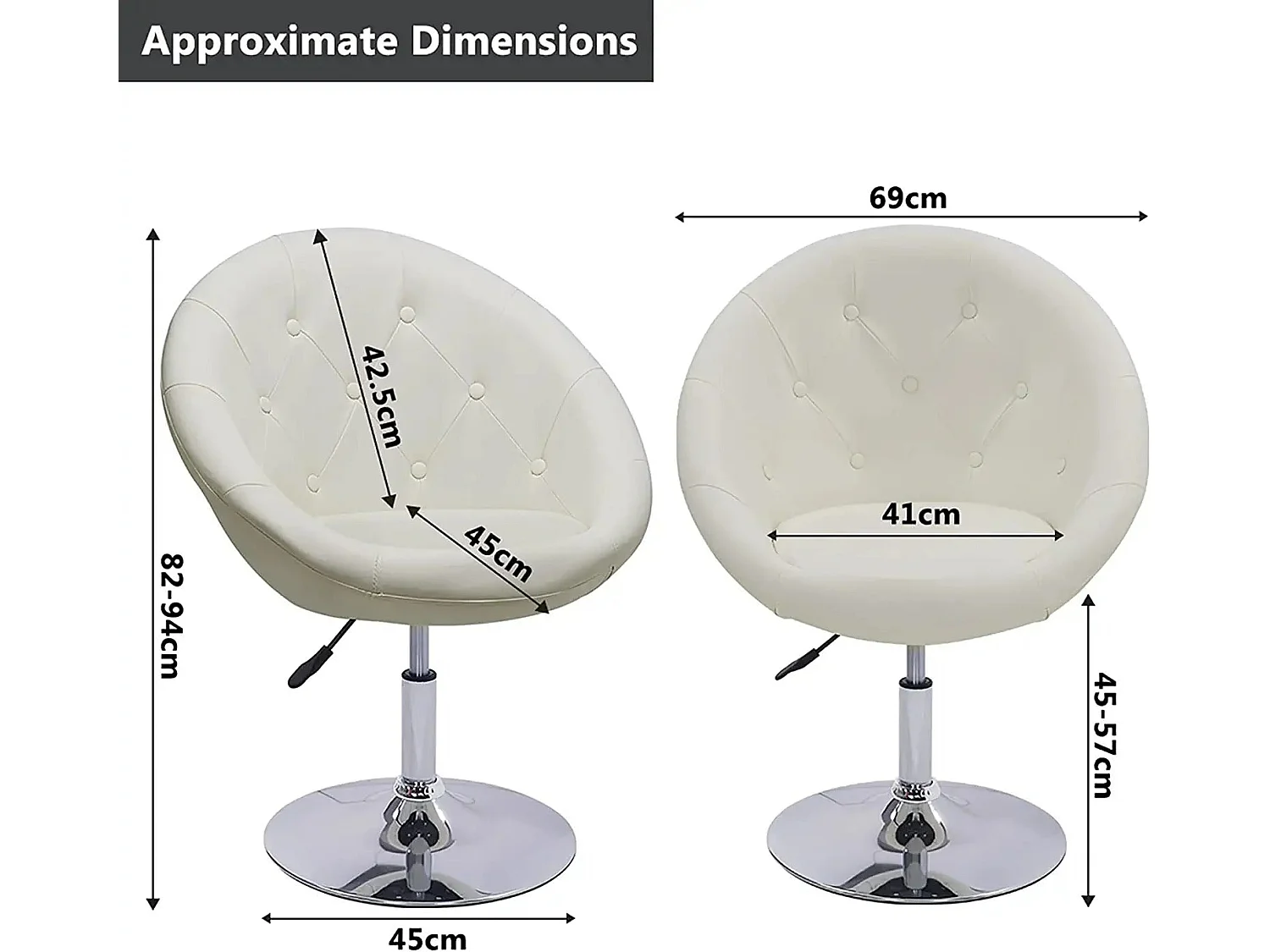 Fauteuil oeuf capitonné design blanche 68 x 60 x 94 cm FAL09001