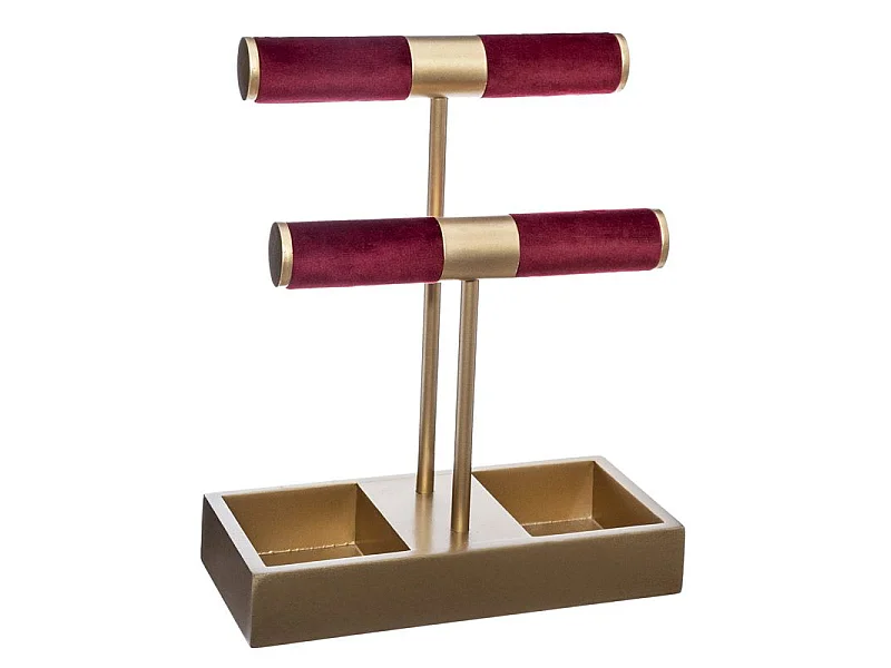 Porte-Bijoux Design "Héritage" 30cm Or & Bordeaux