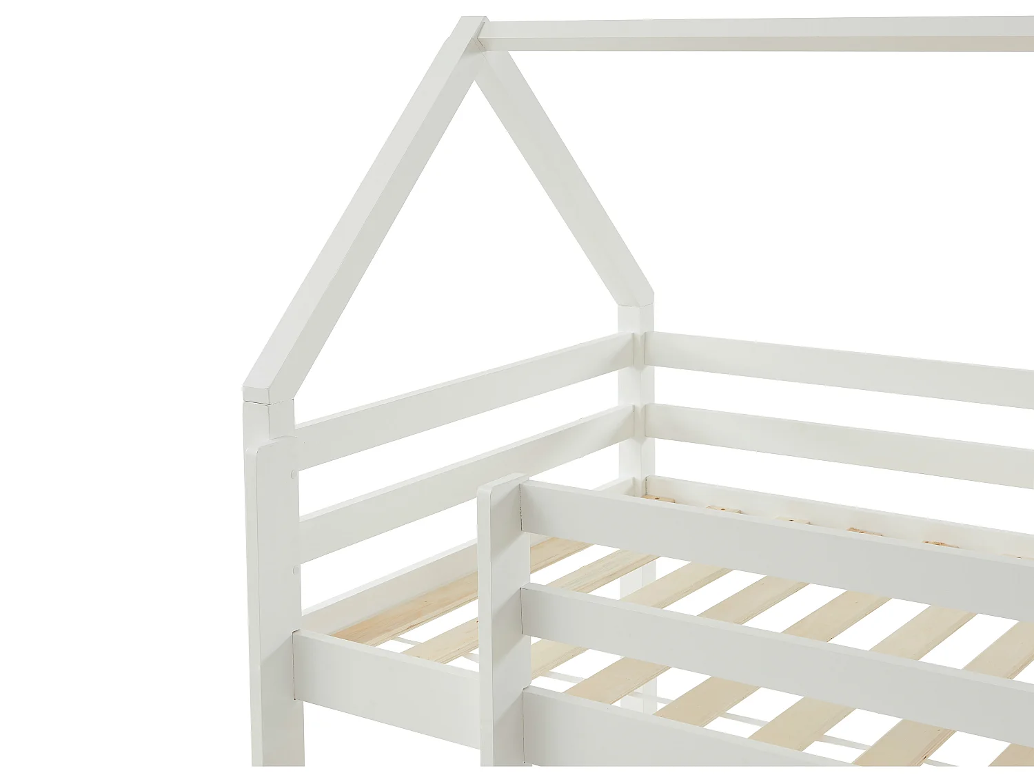 Hoogslaper 90 x 190 cm - Massief grenen - Wit + matras + dekbed + hoofdkussen - TARZIA