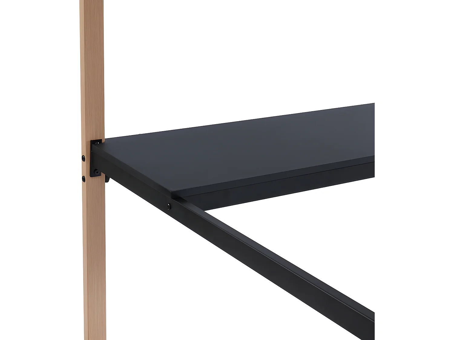 Lit mezzanine 90 x 190 cm avec bureau - Métal - Noir et naturel + matelas + couette + oreiller - MALICIA