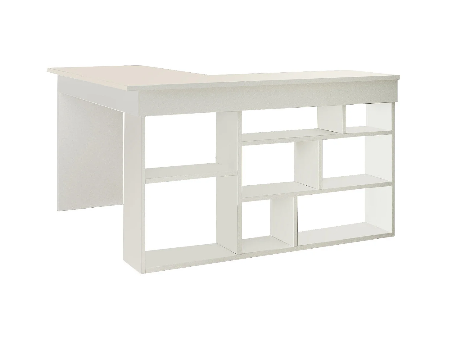 Bureau d'angle avec rangements - Coloris : Blanc + Chaise de bureau - LILEUL