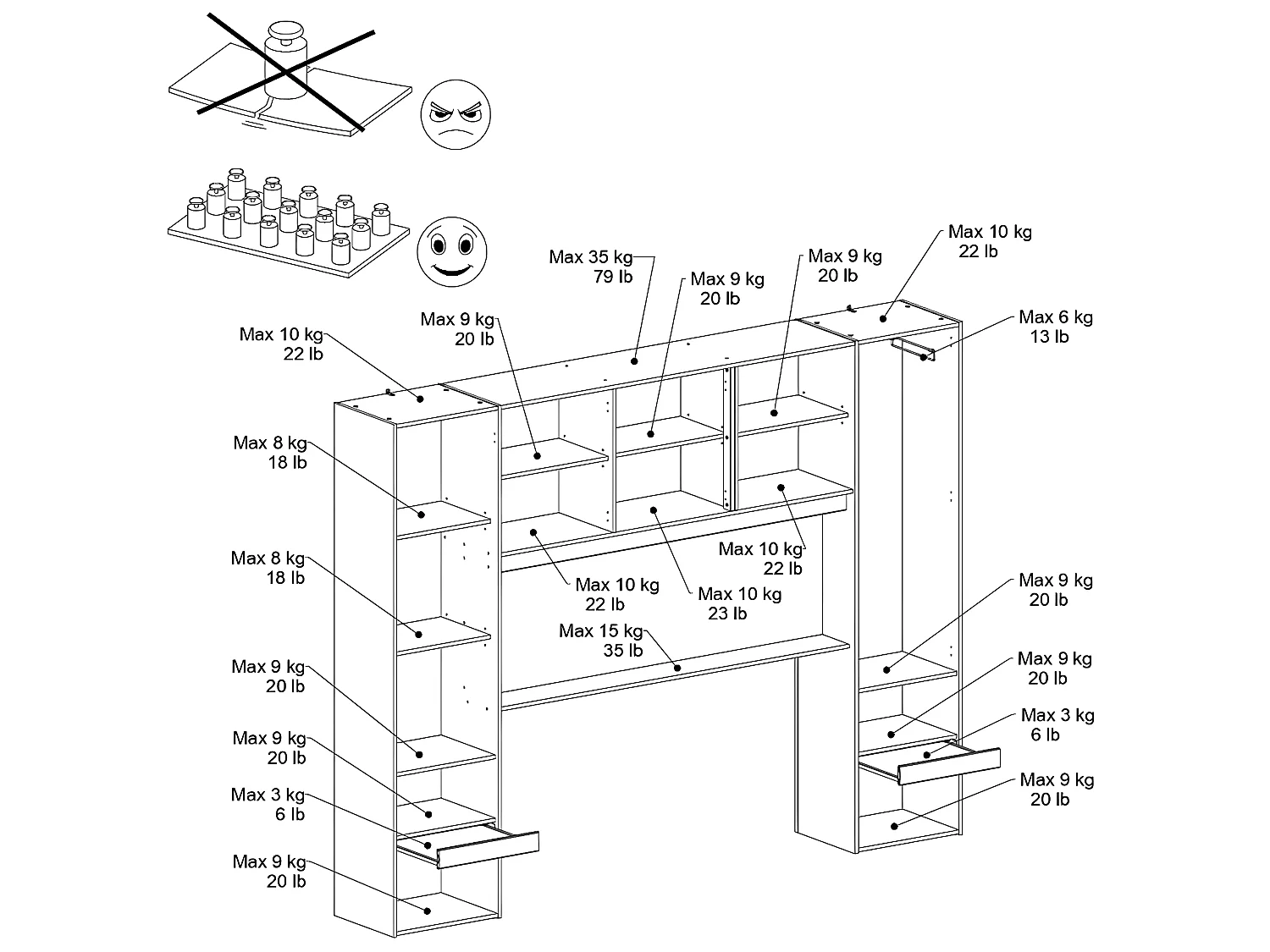 Cama com arrumação 140 x 190 cm LEDs cor natural e branco brilhante - VELONA